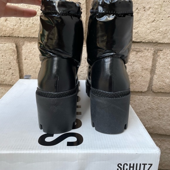 SCHUTZ Joseane Nylon Shine Chunky Lug Sole Puffer Quilted Boots Size 6.5 - Picture 4 of 11